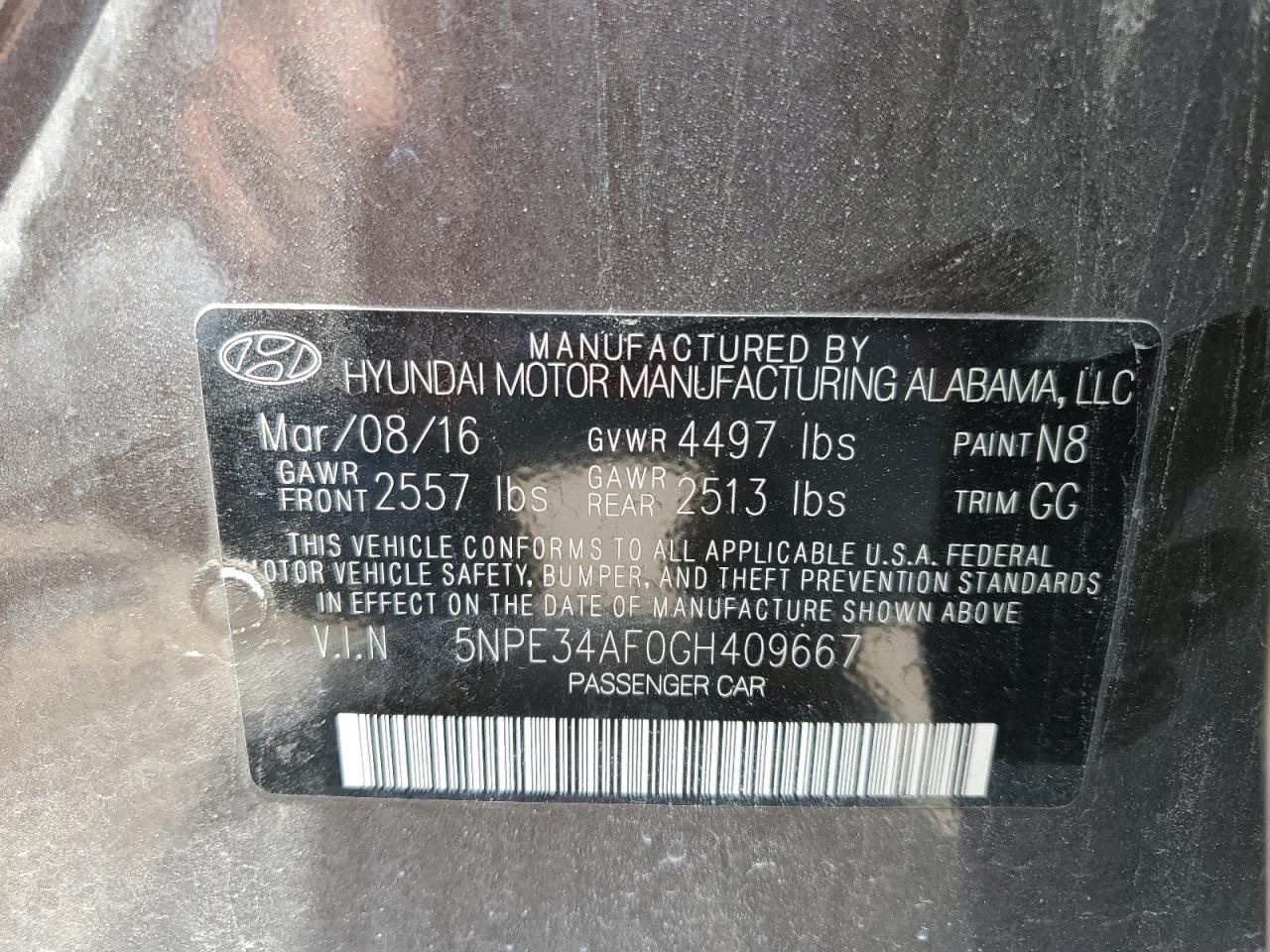 5NPE34AF0GH409667 2016 Hyundai Sonata Sport