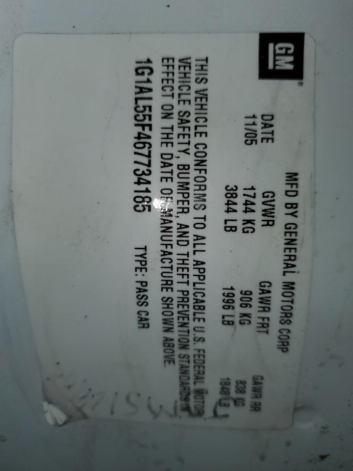 1G1AL55F467734185 2006 Chevrolet Cobalt Lt