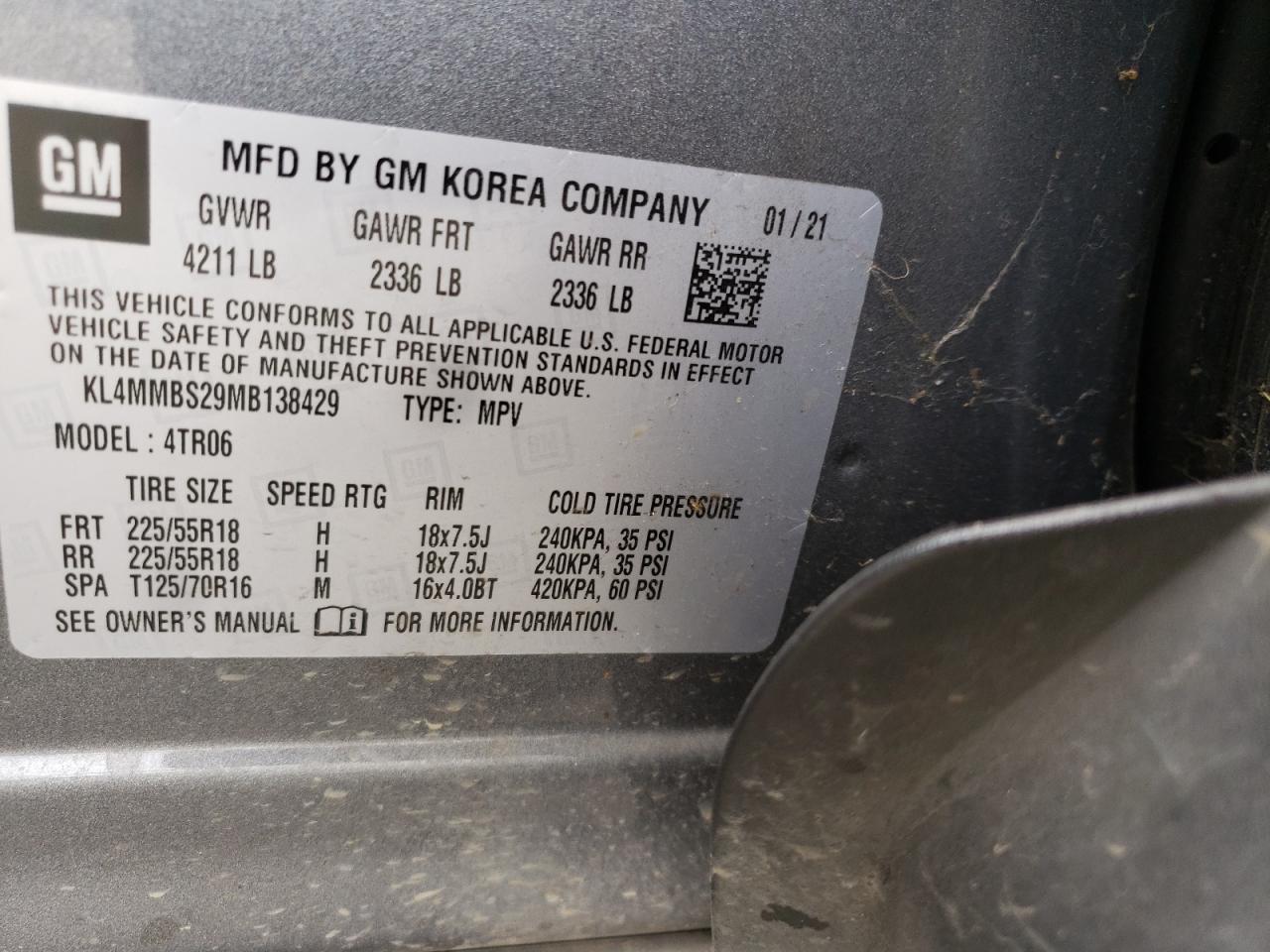 KL4MMBS29MB138429 2021 Buick Encore Gx Preferred