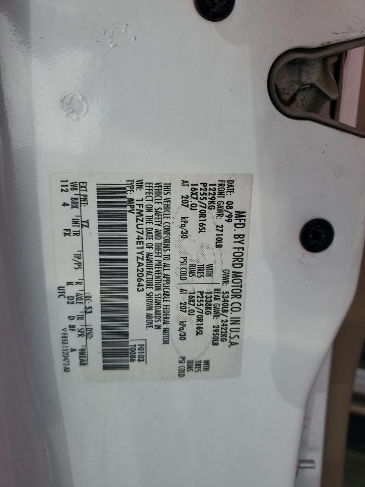 1FMZU74E1YZA20643 2000 Ford Explorer Eddie Bauer