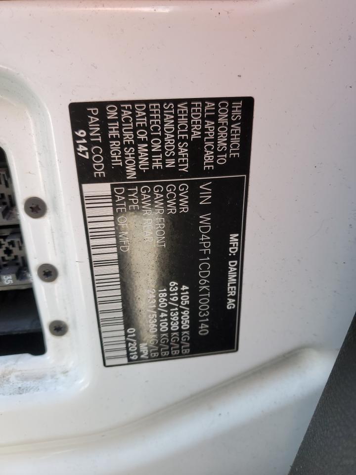 WD4PF1CD6KT003140 2019 Mercedes-Benz Sprinter 2500/3500
