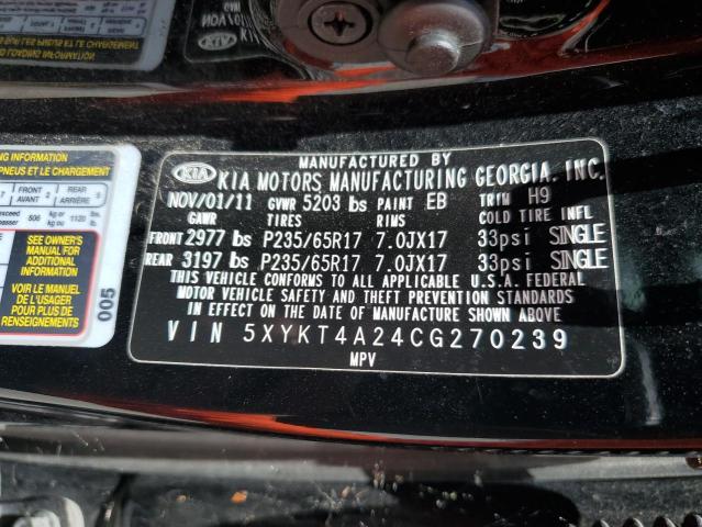 2012 Kia Sorento Base VIN: 5XYKT4A24CG270239 Lot: 59954134