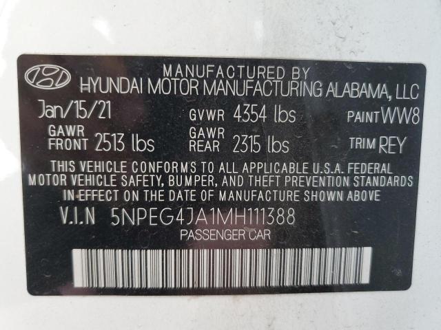 2021 Hyundai Sonata Se VIN: 5NPEG4JA1MH111388 Lot: 59276324