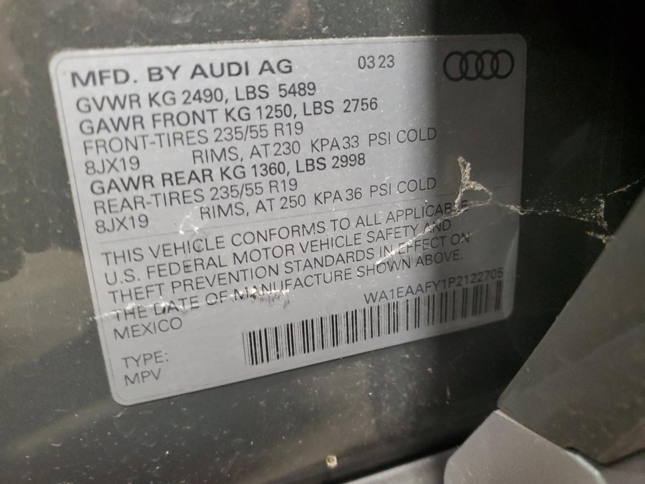 WA1EAAFY1P2122705 2023 Audi Q5 Premium Plus 45