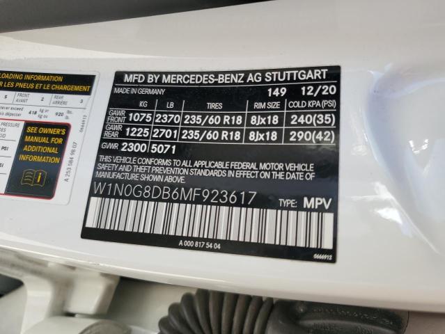 2021 Mercedes-Benz Glc 300 VIN: W1N0G8DB6MF923617 Lot: 57706124