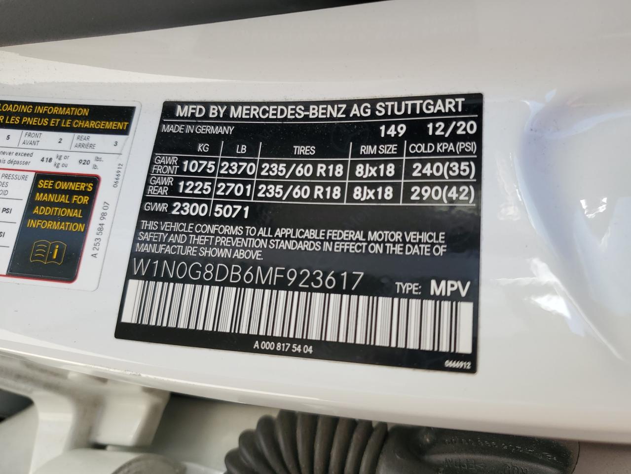 W1N0G8DB6MF923617 2021 Mercedes-Benz Glc 300