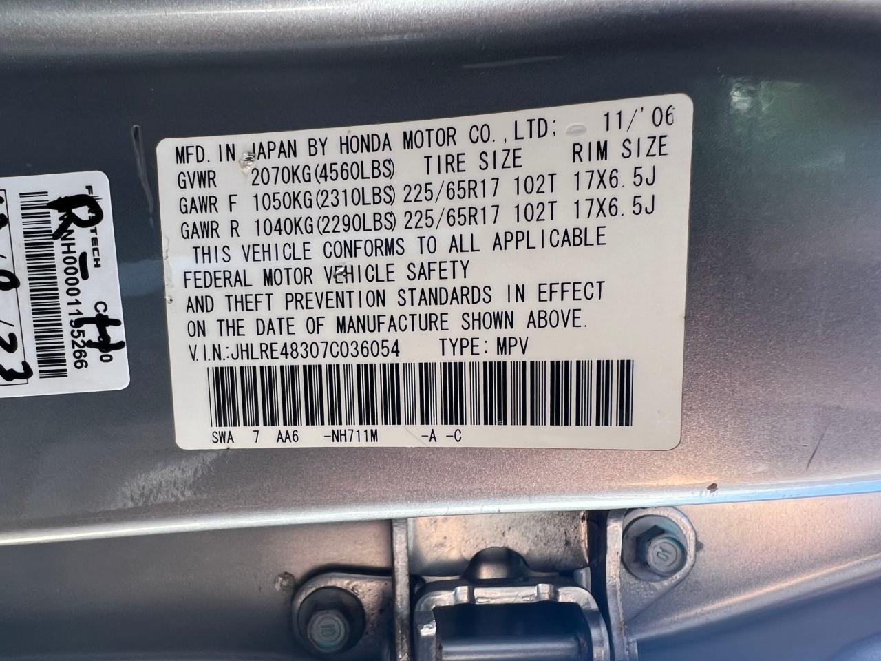 JHLRE48307C036054 2007 Honda Cr-V Lx