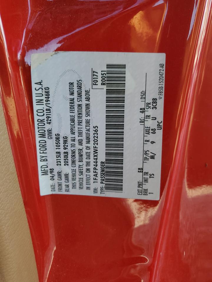 1FAFP444XWF202365 1998 Ford Mustang