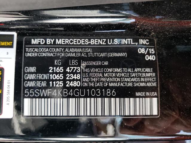 2016 Mercedes-Benz C 300 4Matic VIN: 55SWF4KB4GU103186 Lot: 59863744