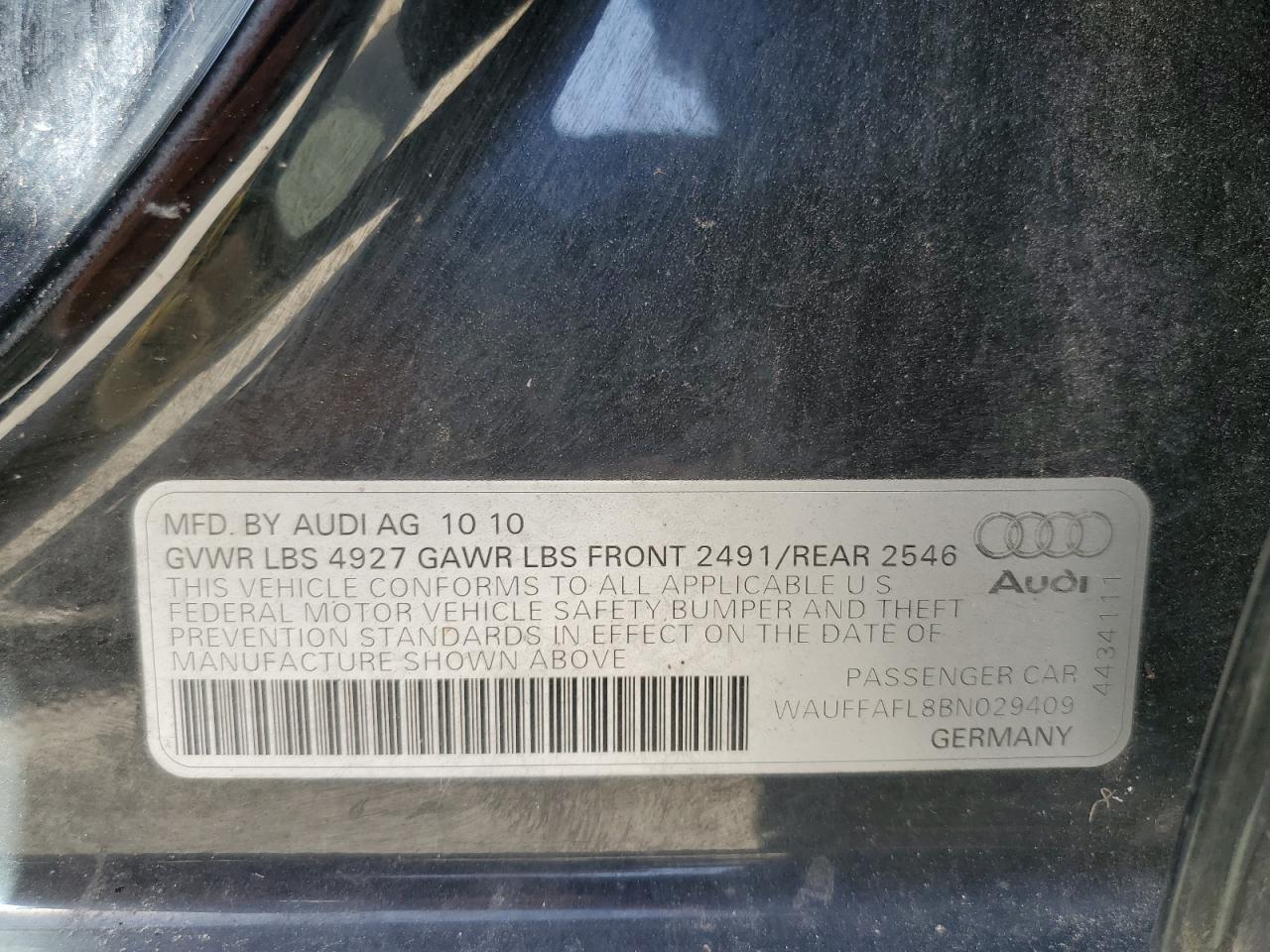 WAUFFAFL8BN029409 2011 Audi A4 Premium Plus
