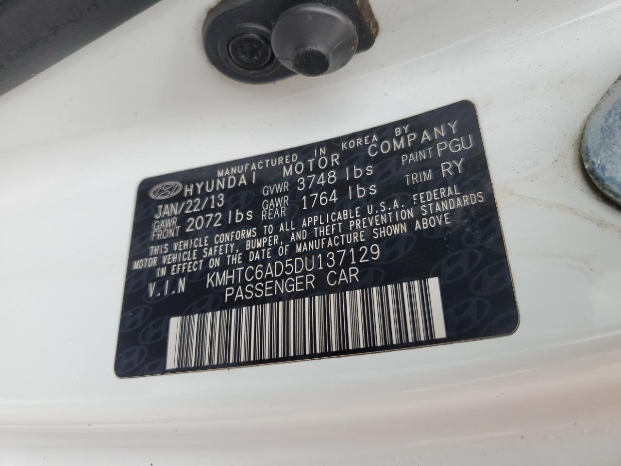 KMHTC6AD5DU137129 2013 Hyundai Veloster