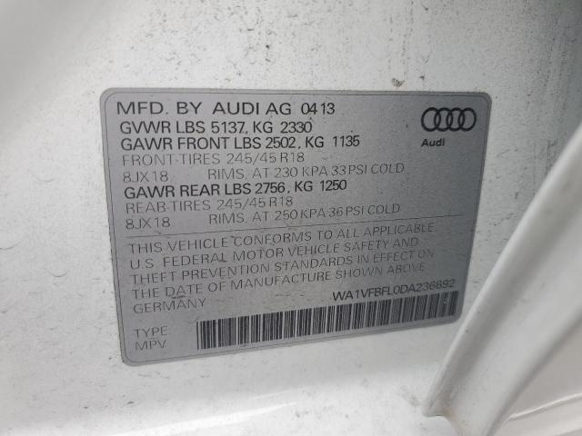 2013 Audi A4 Allroad Prestige VIN: WA1VFBFL0DA236692 Lot: 56920744