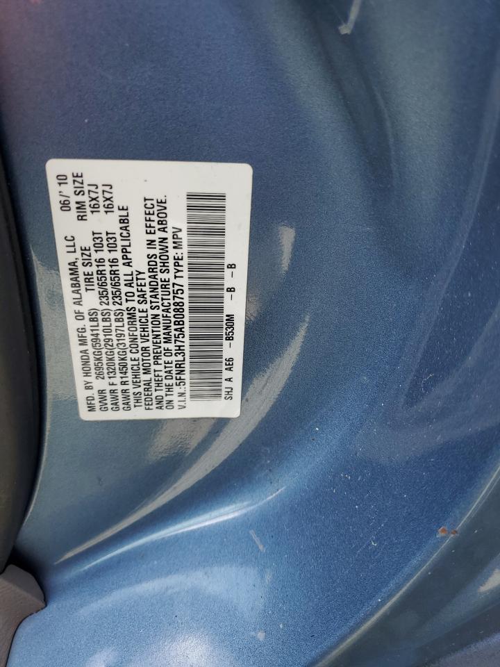 5FNRL3H75AB088757 2010 Honda Odyssey Exl