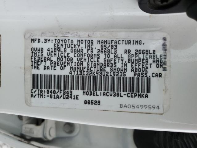 2003 Toyota Camry Le VIN: 4T1BE32K93U219235 Lot: 58746054