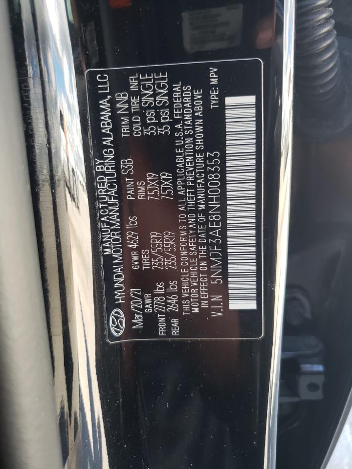 5NMJF3AE8NH008353 2022 Hyundai Tucson Sel