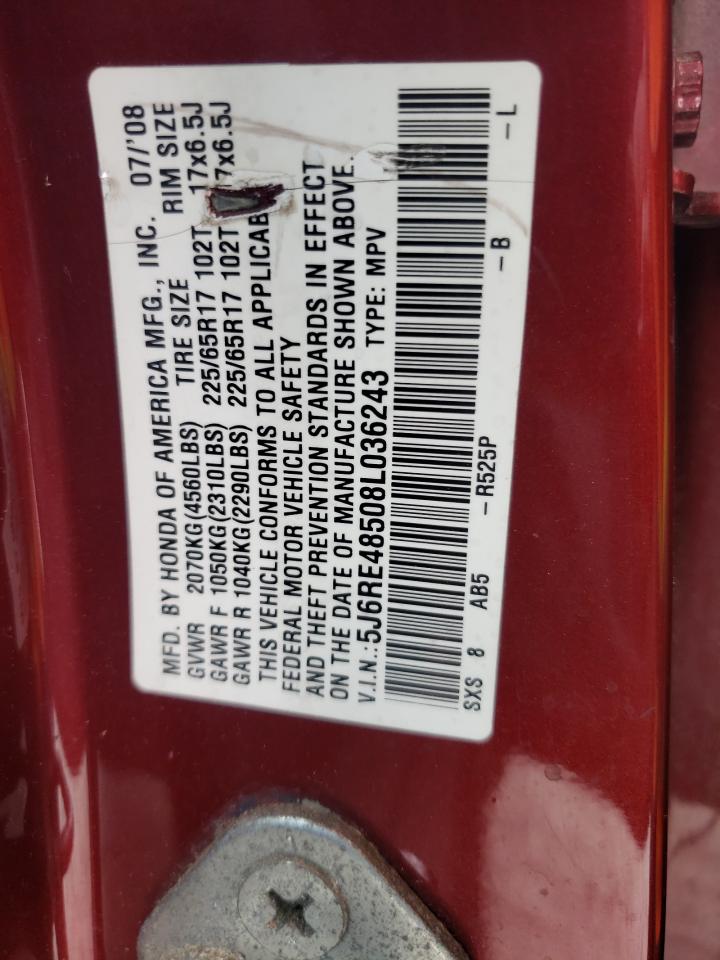 5J6RE48508L036243 2008 Honda Cr-V Ex