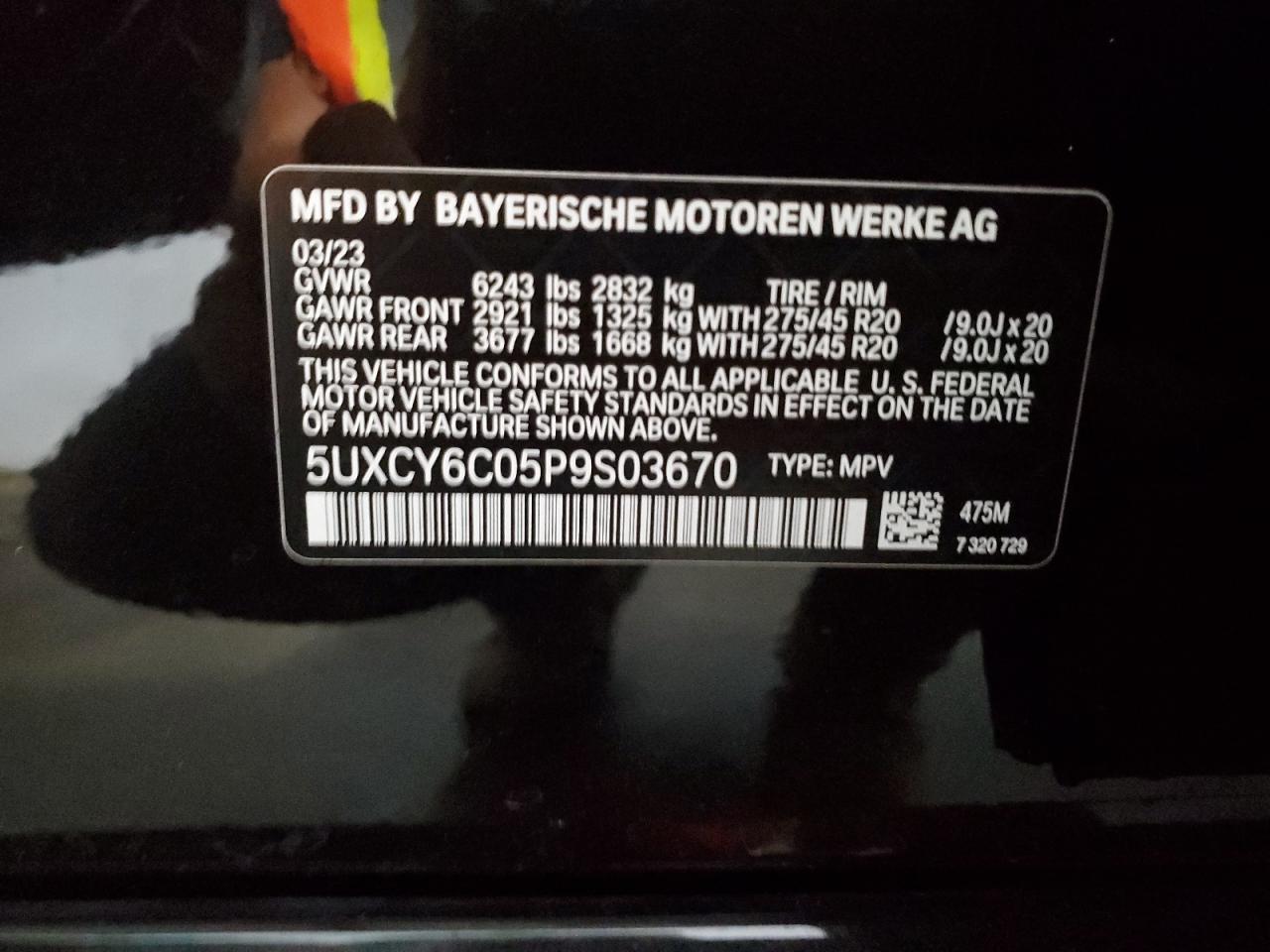 5UXCY6C05P9S03670 2023 BMW X6 xDrive40I