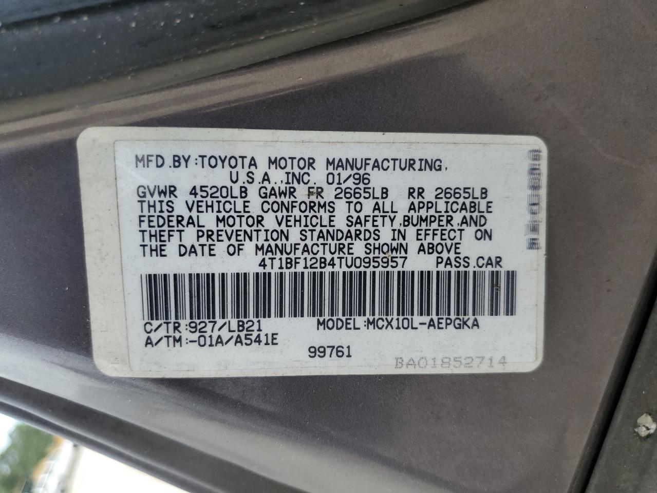 4T1BF12B4TU095957 1996 Toyota Avalon Xl