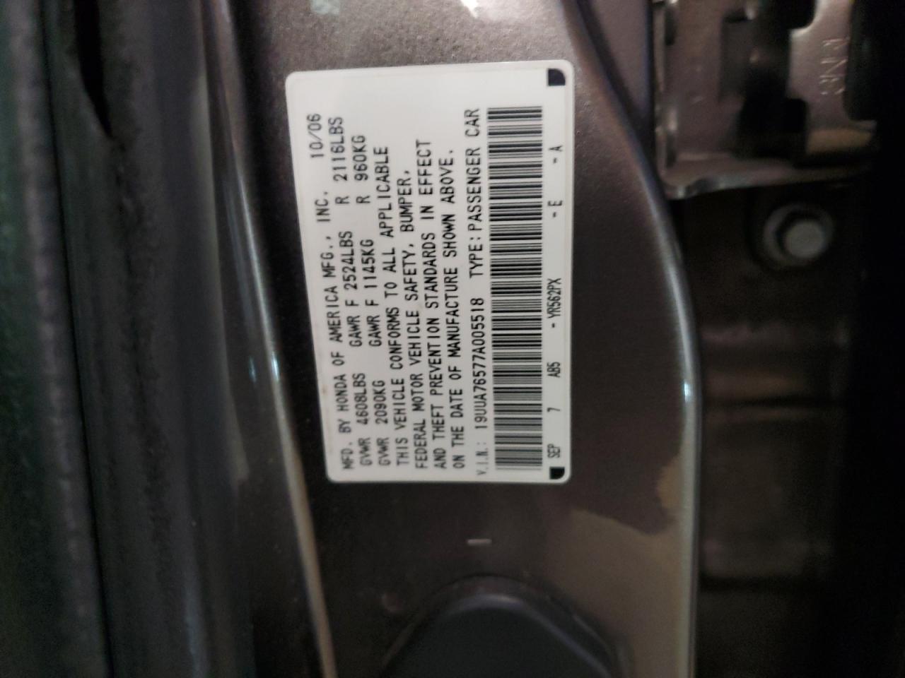 19UUA76577A005518 2007 Acura Tl Type S