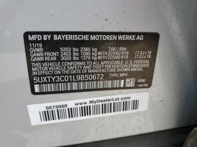 VIN 5UXTY3C01L9B50672 2020 BMW X3, Sdrive30I no.14