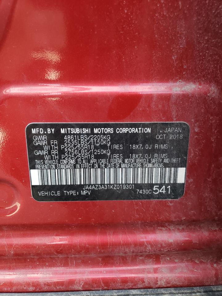 JA4AZ3A31KZ019301 2019 Mitsubishi Outlander Se