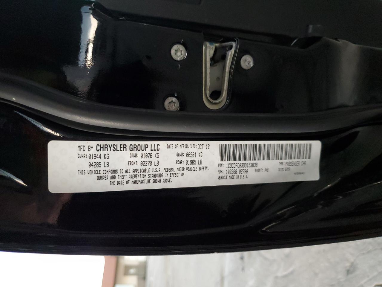 1C3CDFCA3DD153838 2013 Dodge Dart Limited