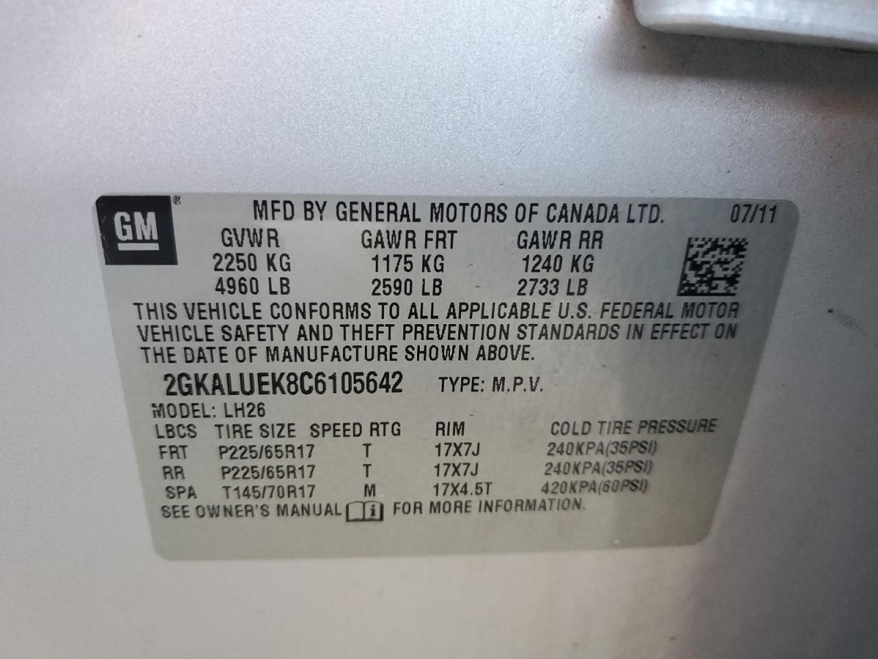 2GKALUEK8C6105642 2012 GMC Terrain Slt