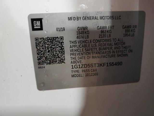 2019 Chevrolet Malibu Lt VIN: 1G1ZD5ST3KF155490 Lot: 59741094