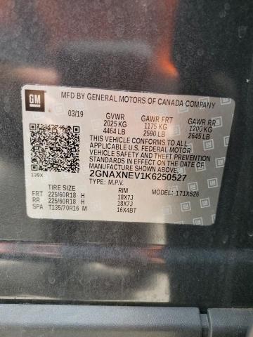 2019 Chevrolet Equinox Premier VIN: 2GNAXNEV1K6250527 Lot: 60268434