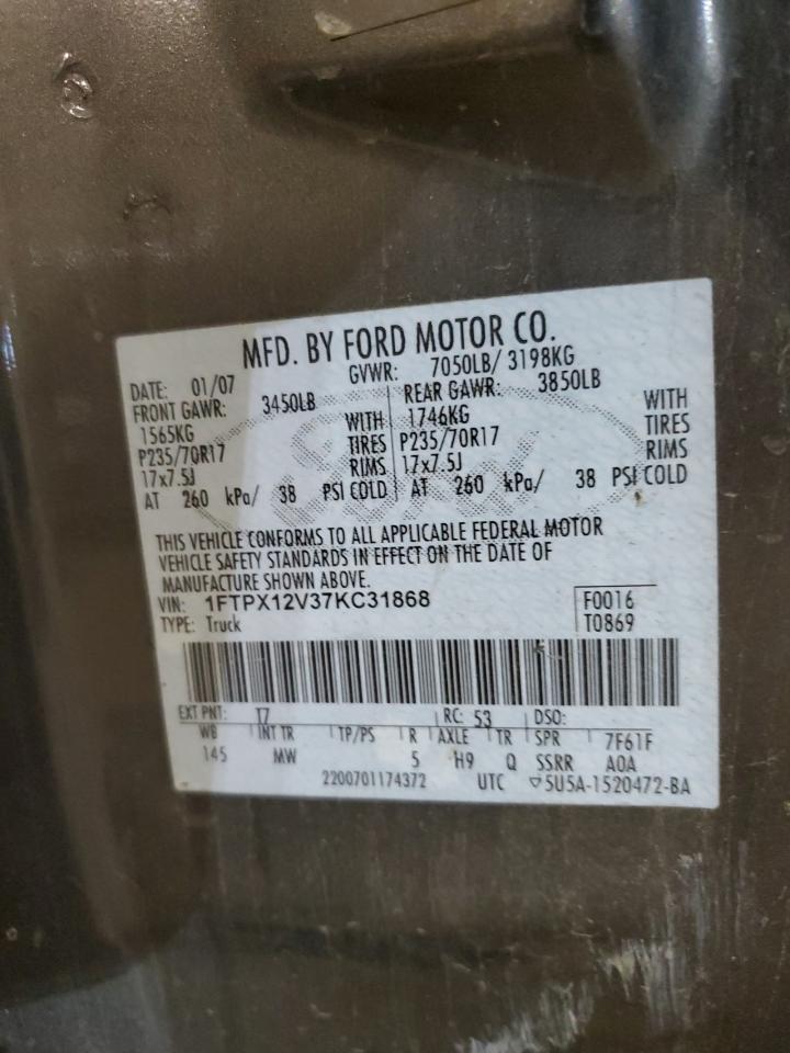 1FTPX12V37KC31868 2007 Ford F150