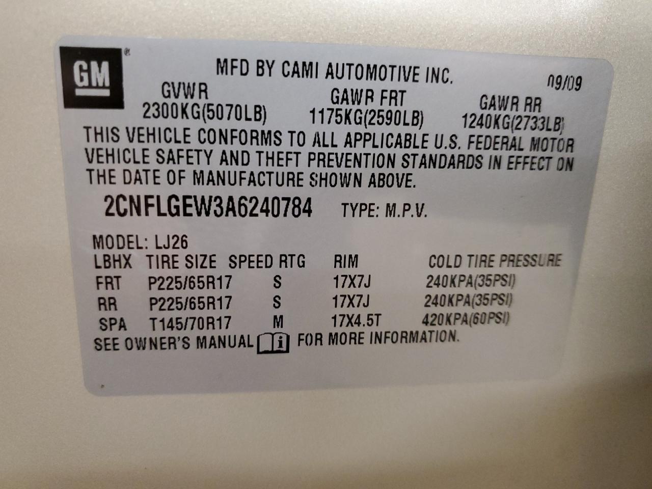 2CNFLGEW3A6240784 2010 Chevrolet Equinox Ltz