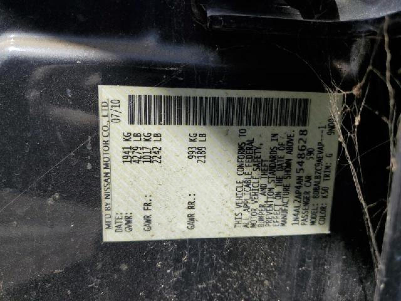 1N4AL2AP4AN548628 2010 Nissan Altima Base