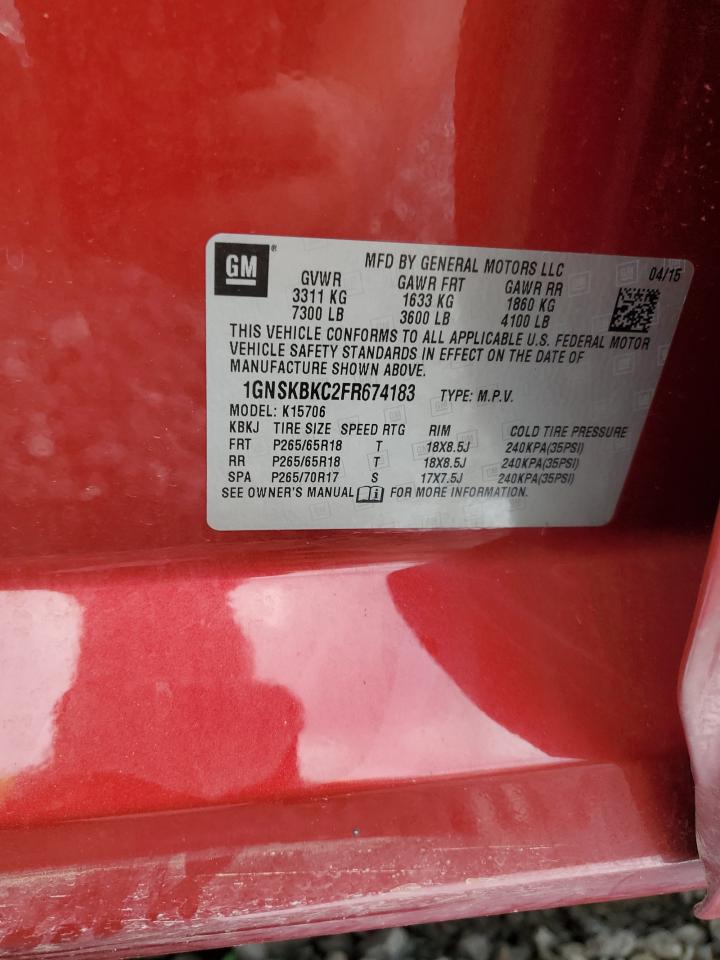 1GNSKBKC2FR674183 2015 Chevrolet Tahoe K1500 Lt