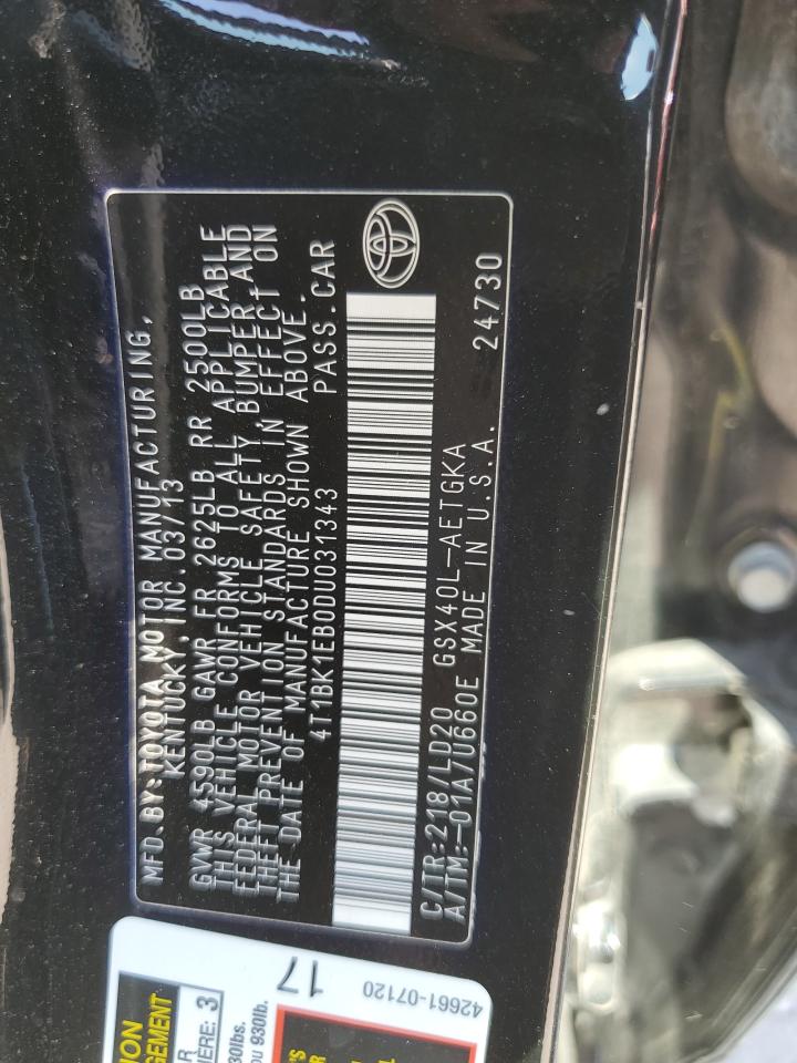 4T1BK1EB0DU031343 2013 Toyota Avalon Base