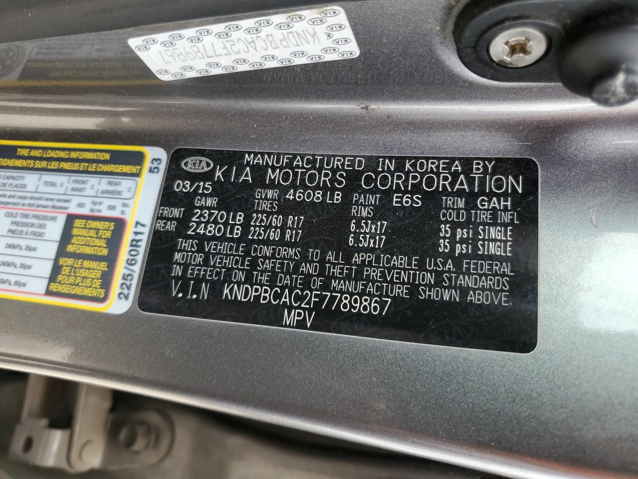 KNDPBCAC2F7789867 2015 Kia Sportage Lx