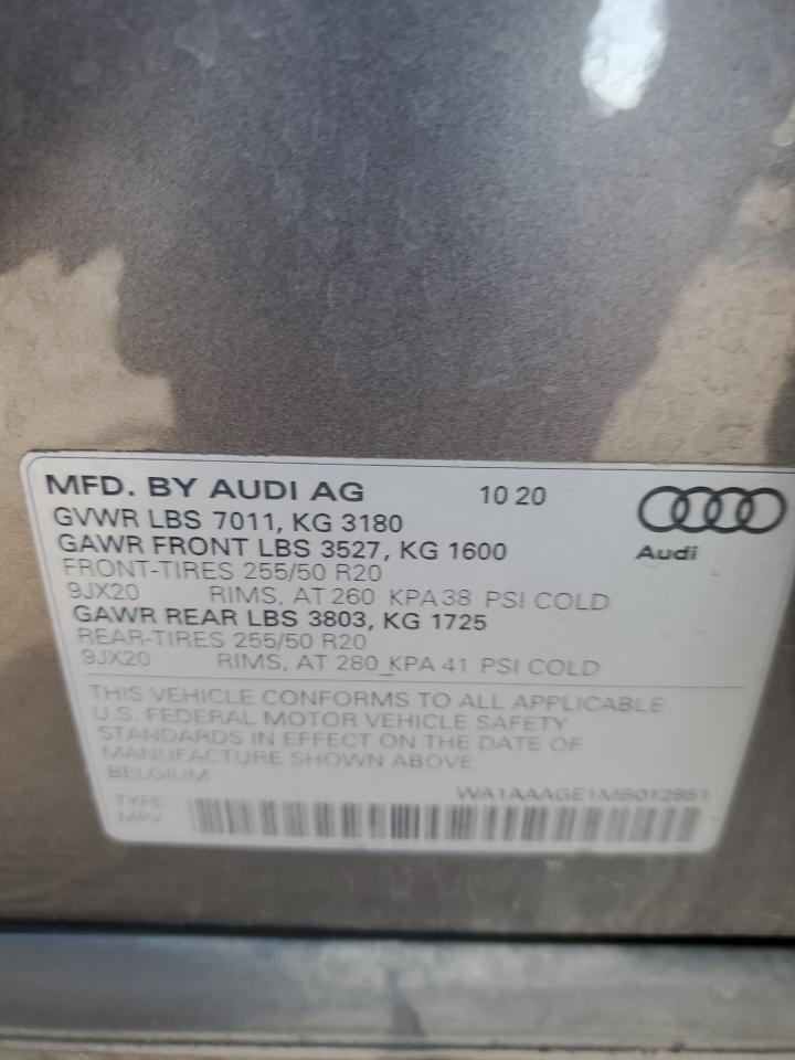 WA1AAAGE1MB012851 2021 Audi E-Tron Premium