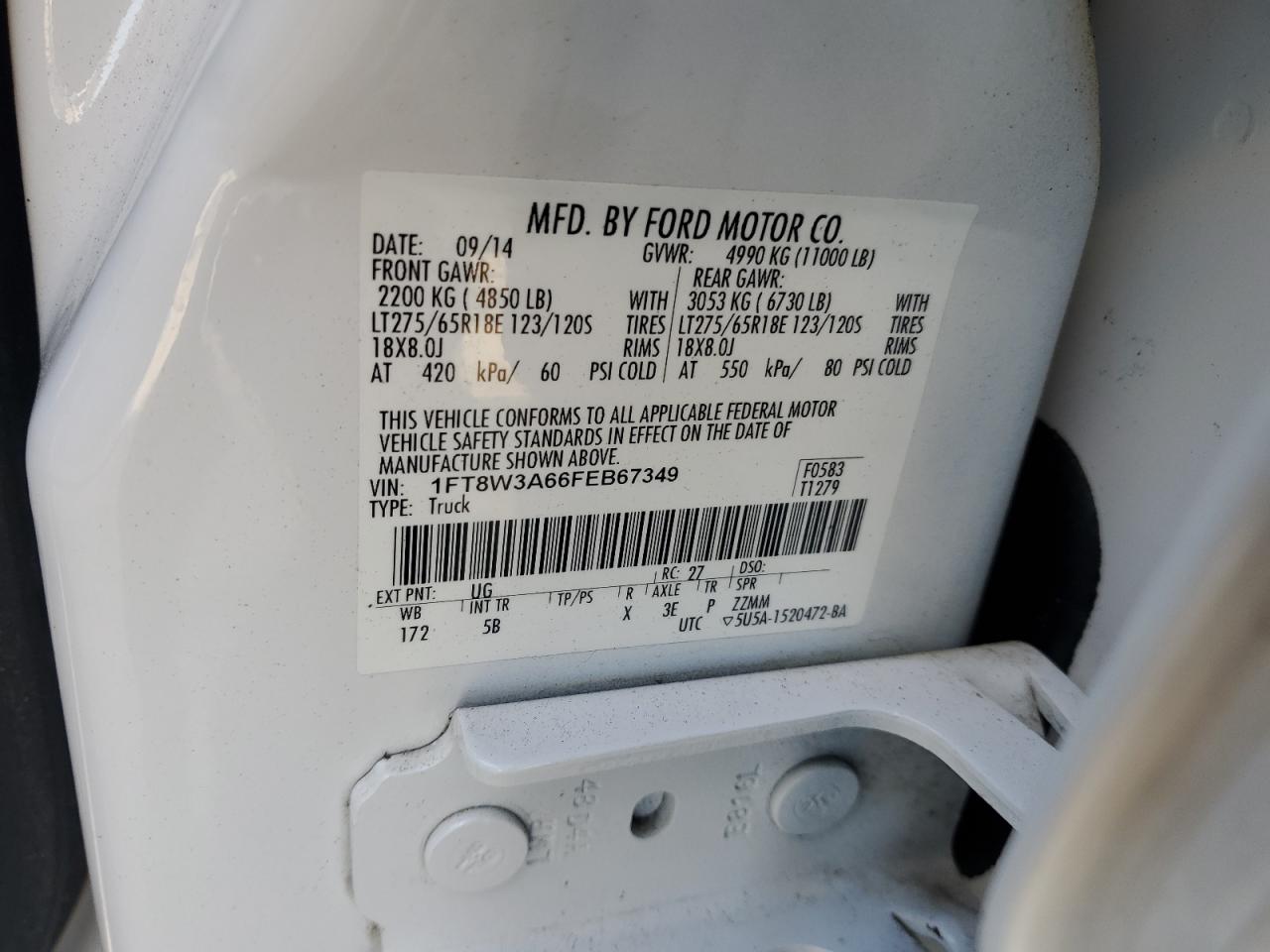 1FT8W3A66FEB67349 2015 Ford F350 Super Duty