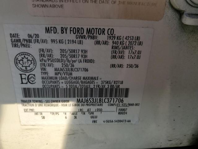 2020 Ford Ecosport Ses VIN: MAJ6S3JL8LC371706 Lot: 60074104