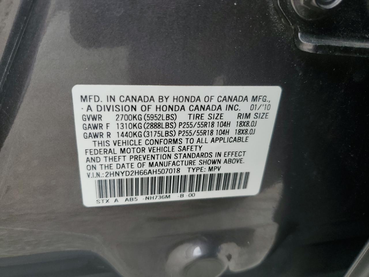 2HNYD2H66AH507018 2010 Acura Mdx Technology