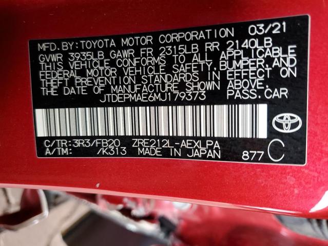 2021 Toyota Corolla Le VIN: JTDEPMAE6MJ179373 Lot: 57574884