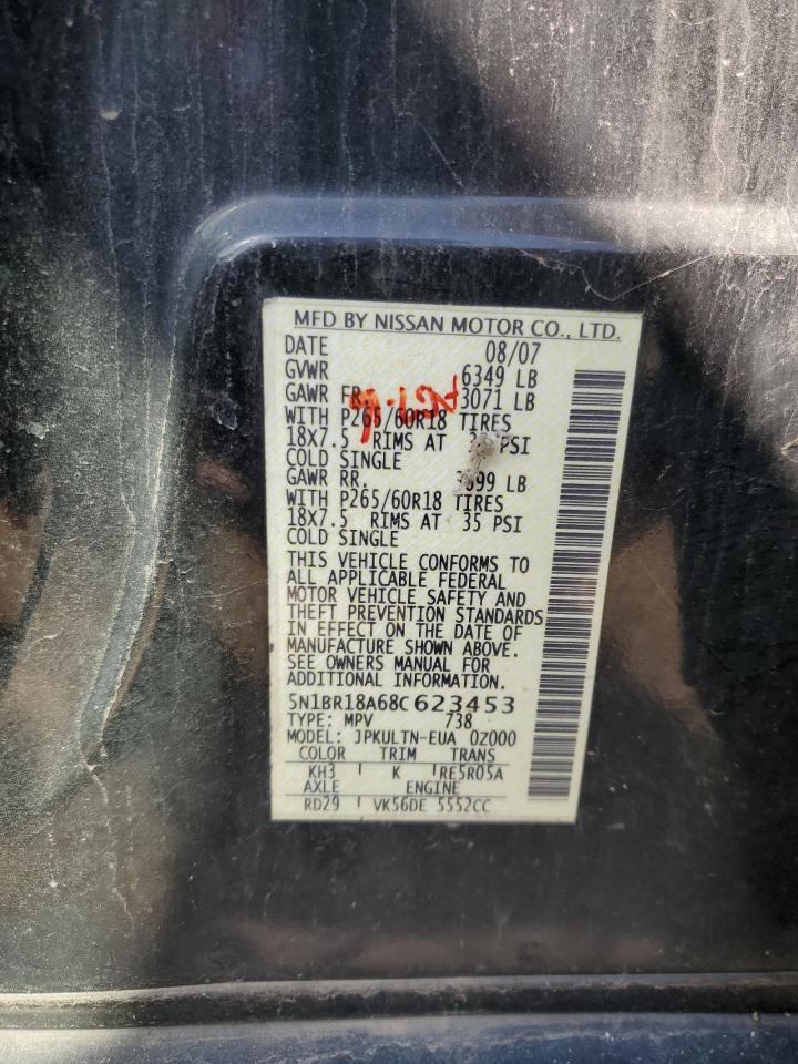 5N1BR18A68C623453 2008 Nissan Pathfinder Le