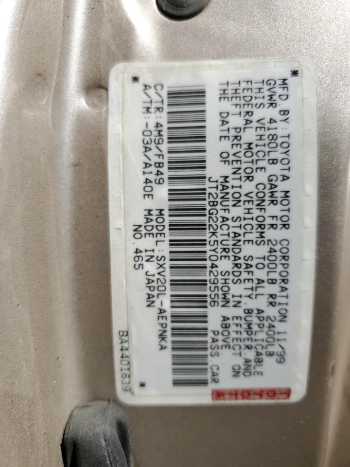 JT2BG22K5Y0429556 2000 Toyota Camry Ce