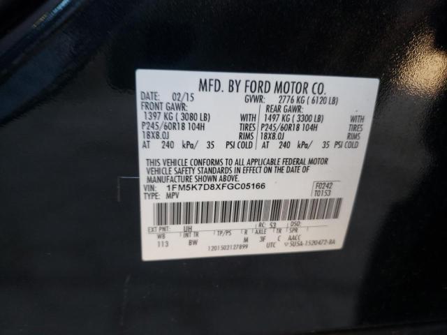 2015 Ford Explorer Xlt VIN: 1FM5K7D8XFGC05166 Lot: 58159494