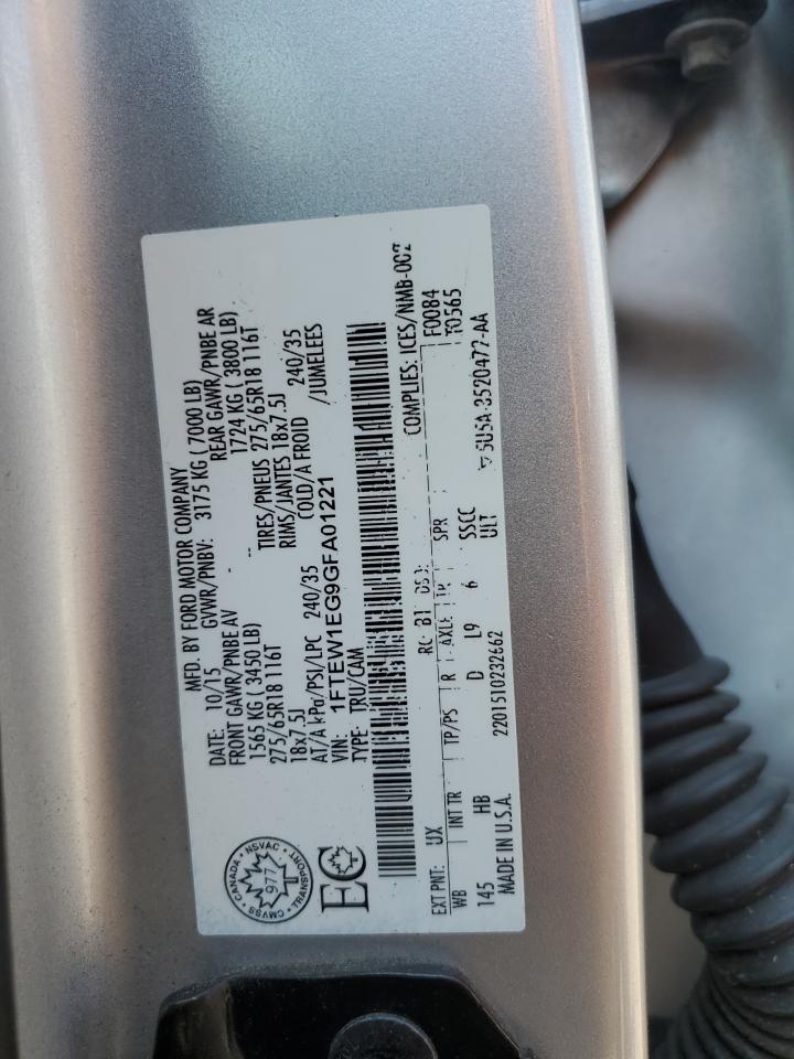 1FTEW1EG9GFA01221 2016 Ford F150 Supercrew