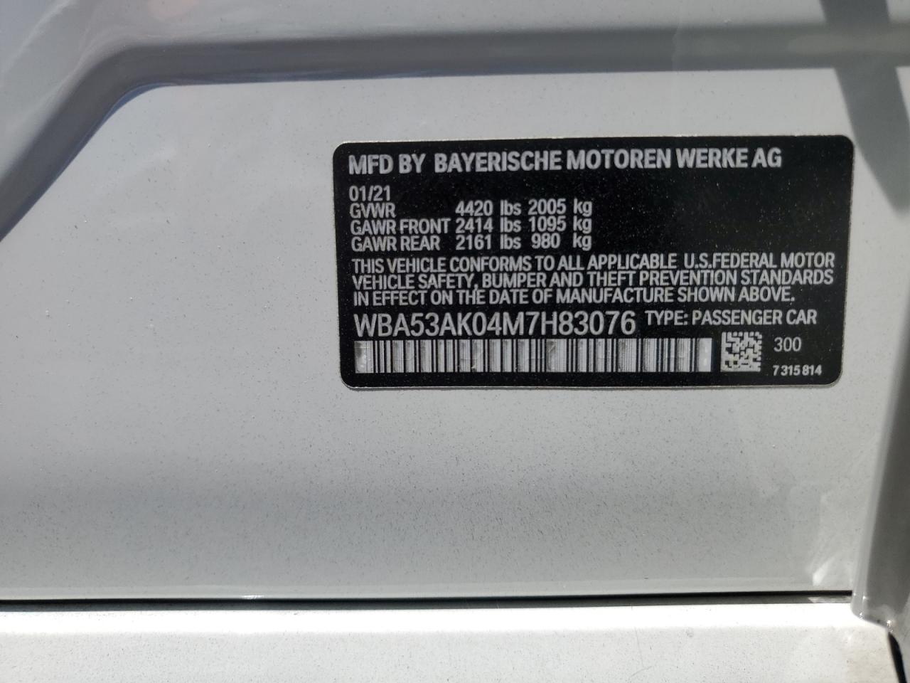 WBA53AK04M7H83076 2021 BMW 228I