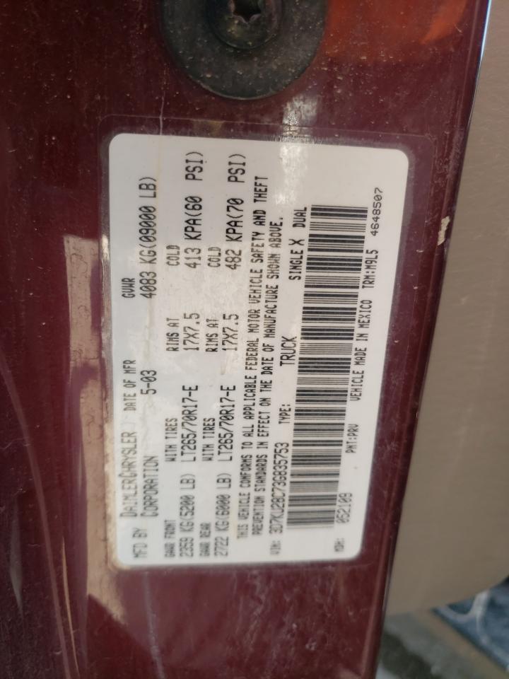 3D7KU28C73G835753 2003 Dodge Ram 2500 St