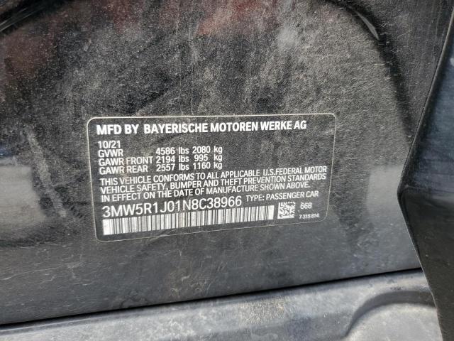 2022 BMW 330I VIN: 3MW5R1J01N8C38966 Lot: 59278554