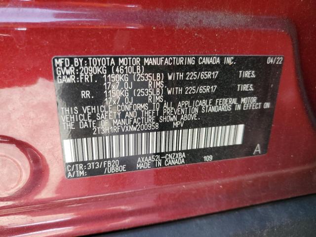 2022 Toyota Rav4 Le VIN: 2T3H1RFVXNW200958 Lot: 59816164