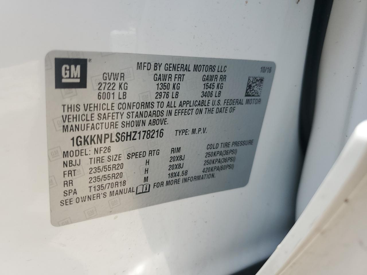 2017 GMC Acadia Denali vin: 1GKKNPLS6HZ178216