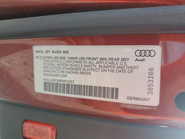 2024 Audi A6 Premium Plus VIN: WAUL2BF26RN012257 Lot: 61213714